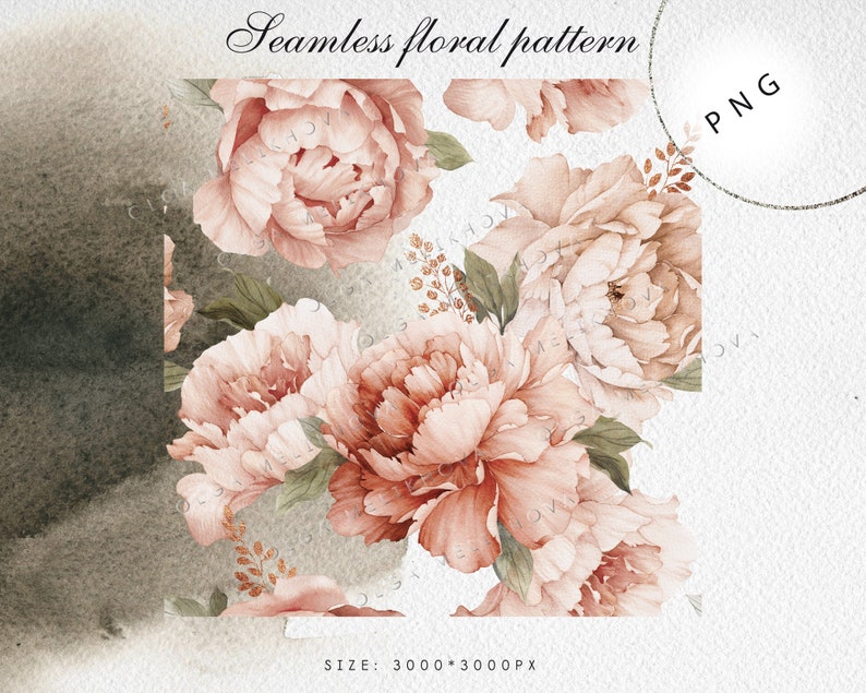 Seamless Floral Pattern | Digital Paper | Watercolor Clipart | PNG - Etsy