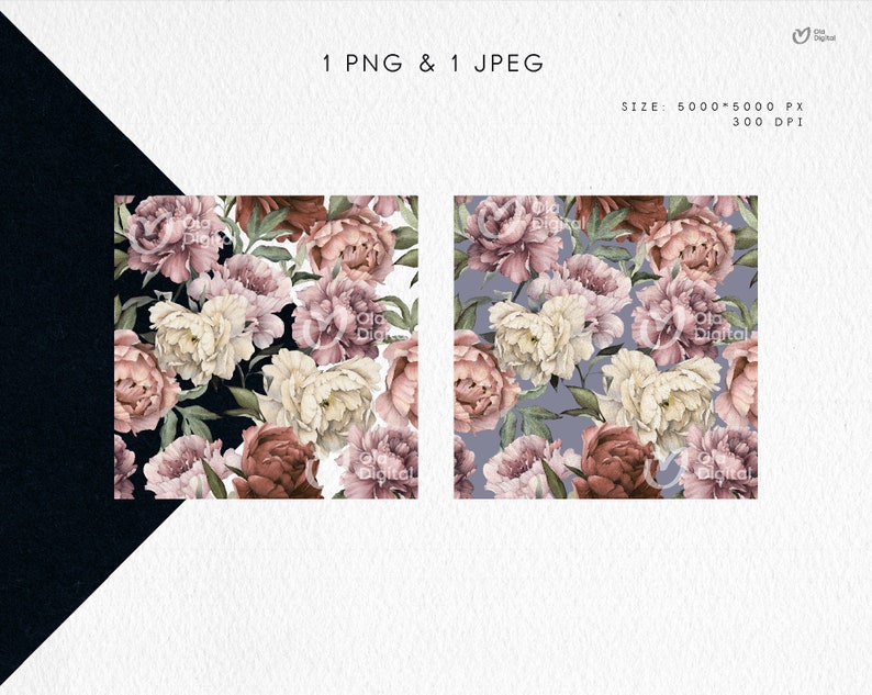 Pean Pattern Peony Pattern, Seamless Pattern, Digital Floral Paper, Peony Pattern ...