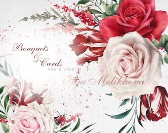 Watercolor floral pack clipart, Bouquets PNG, Floral card clipart,  Floral Watercolour Digital Instant Download