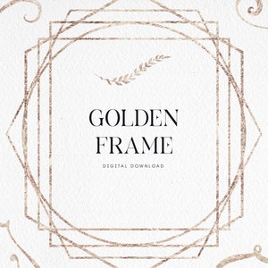 Golden frames, Border-frames, Golden elements, Gold border, Digital floral clipart PNG, Instant download