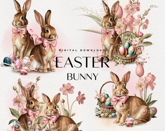 Easter Bunny Clipart, Vintage Easter bunny, Junk Journals, Scrapbooks, Sublimation PNG, Commercial Use