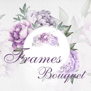 Frame and bouquets, Watercolor Flower Clipart Aquarelle Bright, Digital Instant Download