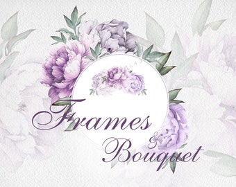 Ramka i bukiety, akwarela kwiat clipart Aquarelle jasny, cyfrowy natychmiastowy do pobrania