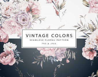 Vintage flowers, seamless floral patterns, Digital download patterns, patterns for fabric, scrapbooking
