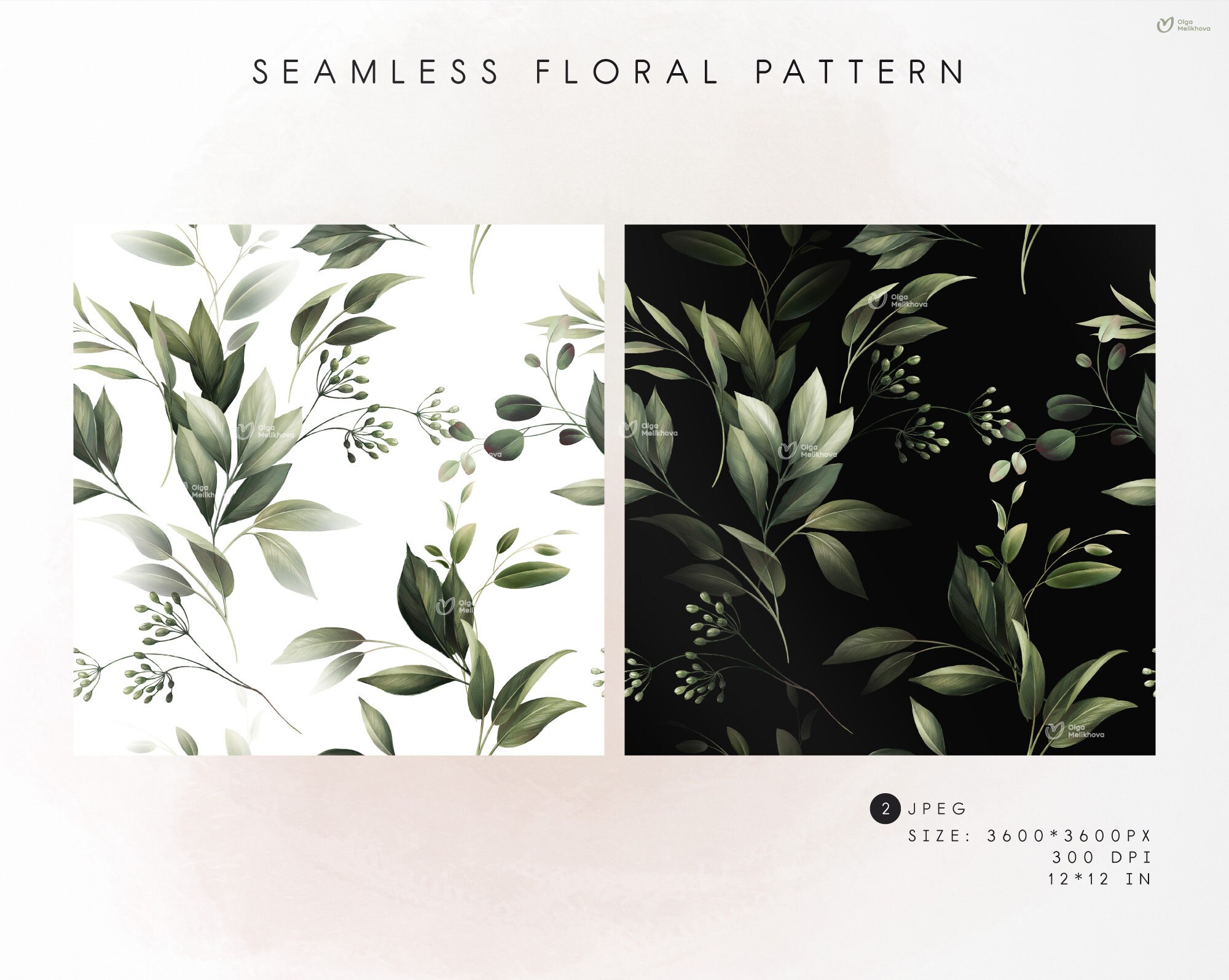 Seamless Greenery Pattern, Digital Floral Paper, Foliage Background ...