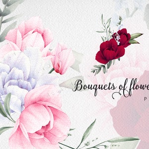 Watercolor floral Clip Art, Bouquets of flowers, Greeting card, Digital watercolor floral clipart PNG