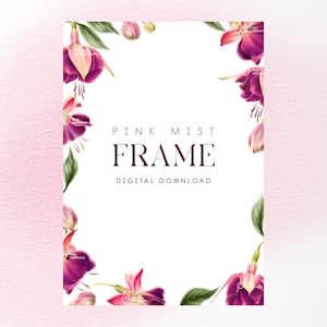 Fuchsia, Blumenrahmen, digitale Grußkarte, Hochzeit floral Clipart png, digitaler Download