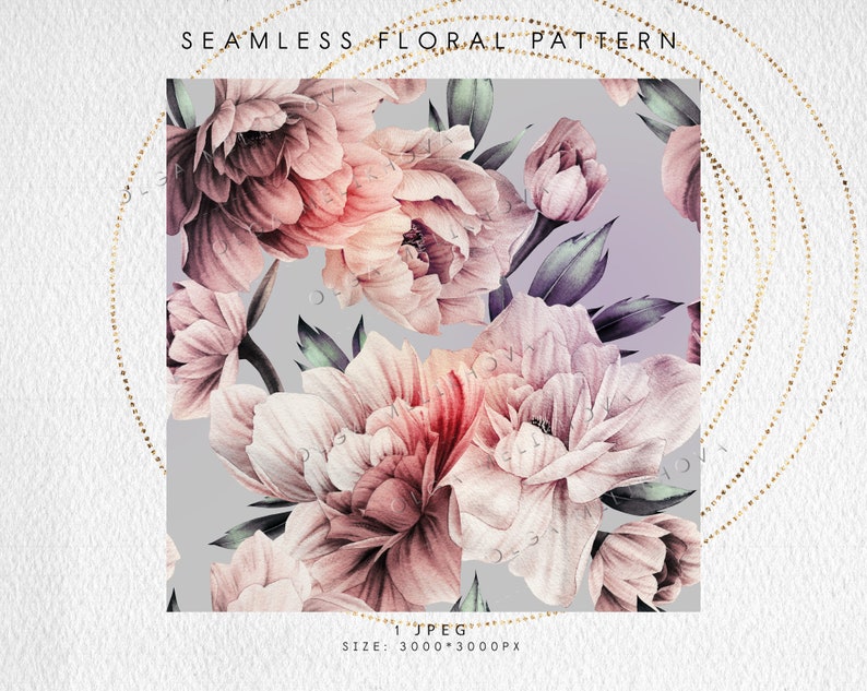 Floral Pattern | Watercolor Peonies | Digital Paper PNG - Etsy