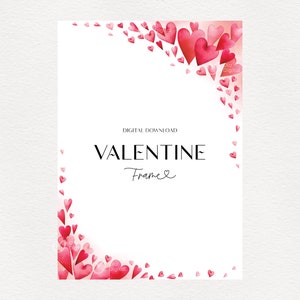 Bordure-cadre aquarelle Saint-Valentin, coeurs tendres, cadre, carte d'invitation de mariage, clipart numérique PNG