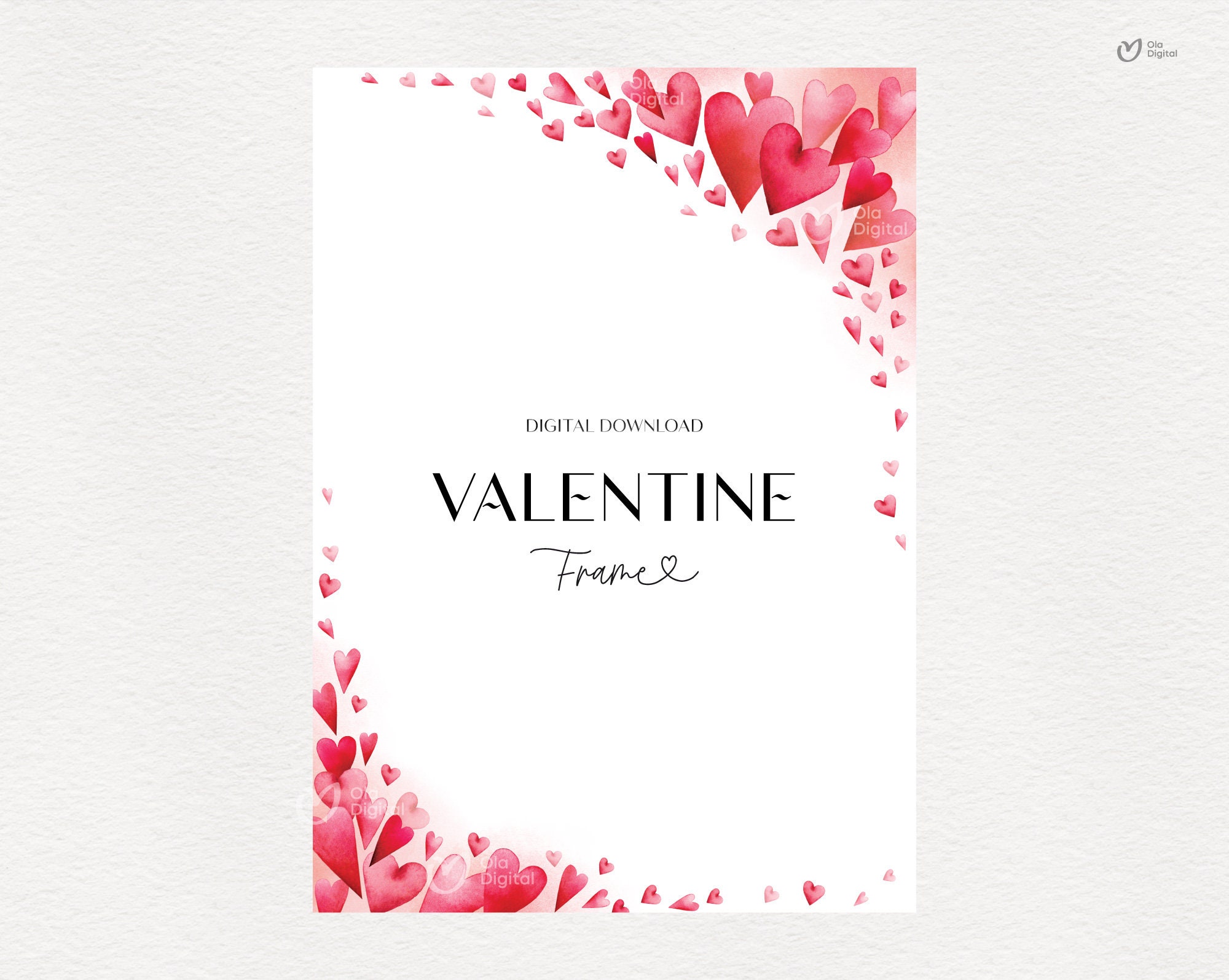 Watercolor Valentine's Day Border-frame, Tender Hearts, Frame, Wedding ...