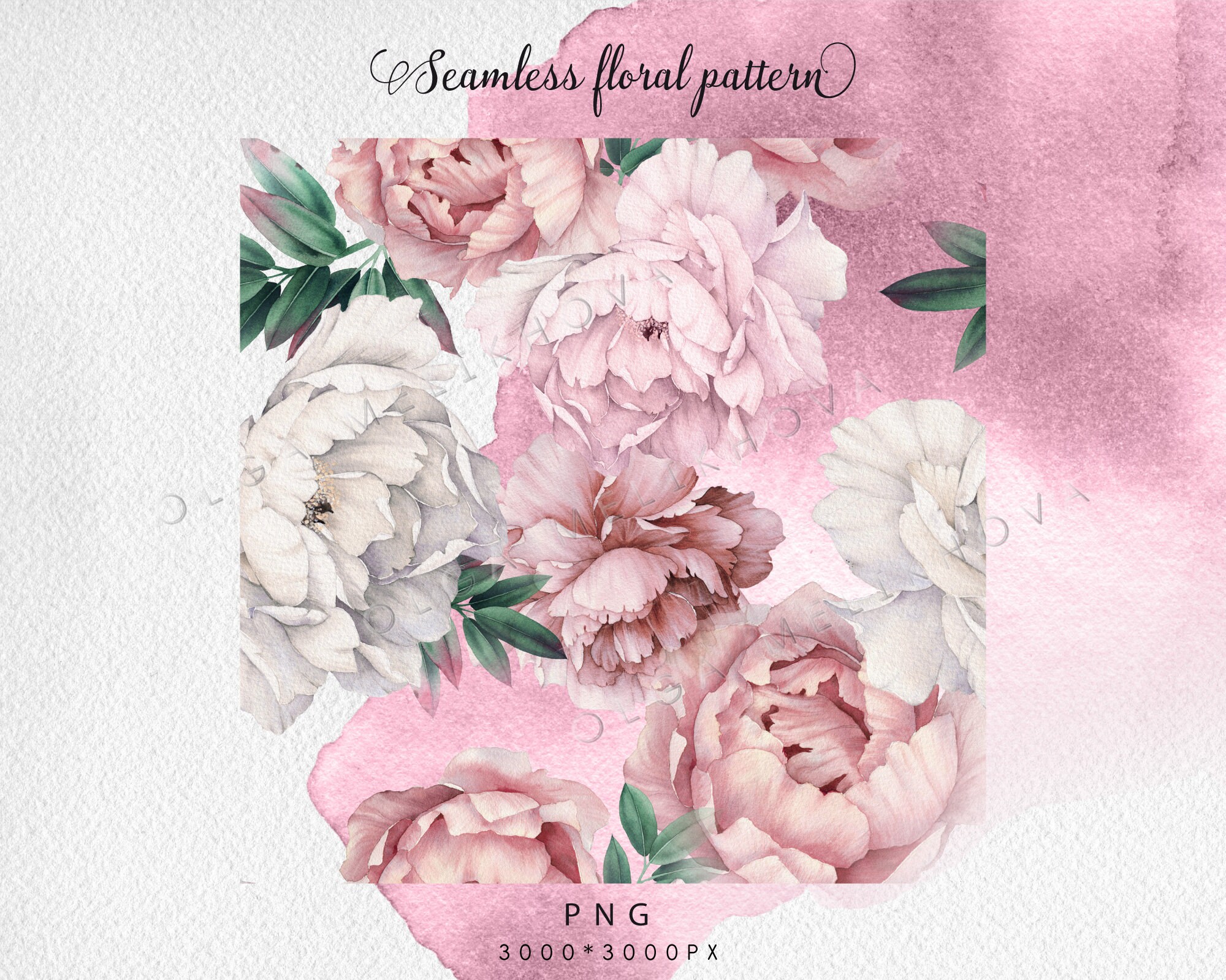 Seamless Floral Patterns | Watercolor Peonies Clipart | Digital Paper ...