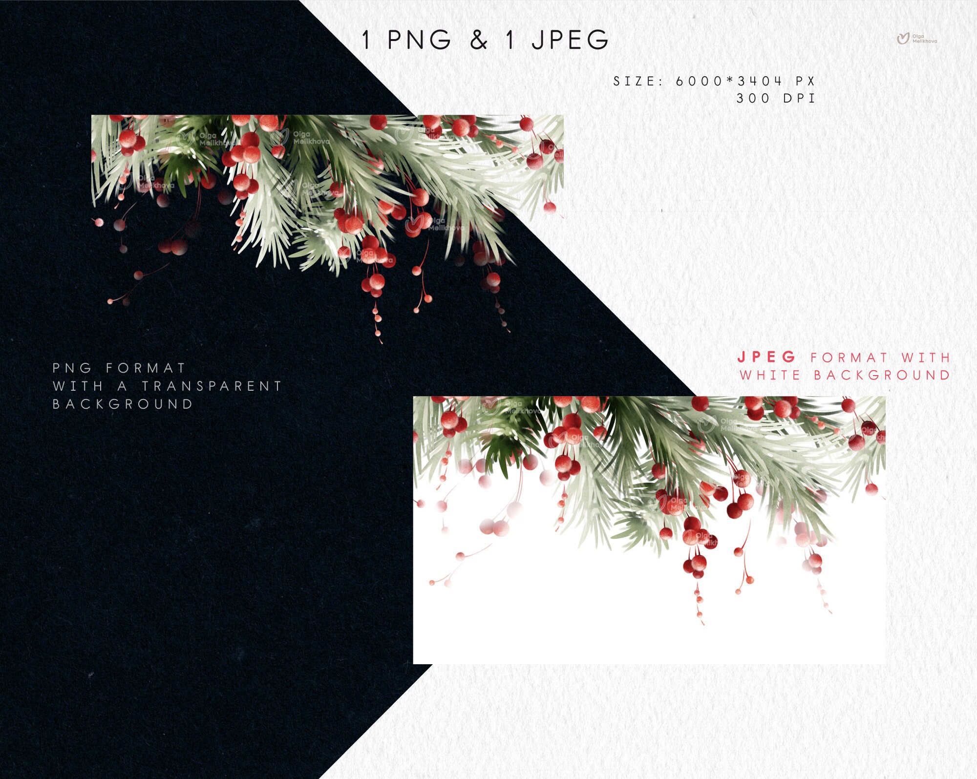 Christmas Seamless Border, Fir Branches and Red Berries New Year Invite ...