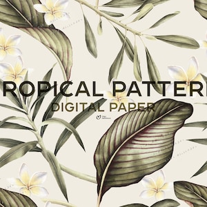 Seamless tropical pattern, digital tropical paper, tropical background, pattern png