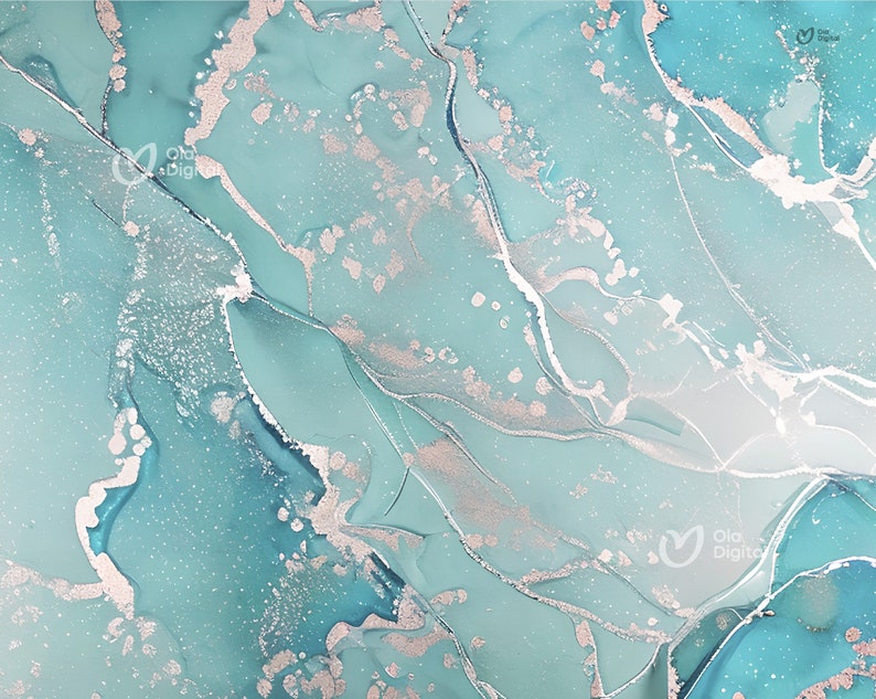 May include: Abstract background with swirling blue and white patterns and gold glitter accents.