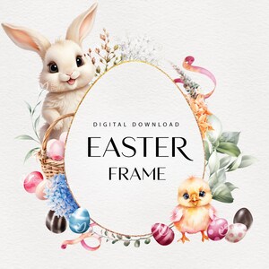Ostern Rahmen, Rahmen PNG, digitale Grußkarte, Ostern Clipart png, Erinnerungsbuch, Junk Journals, Scrapbooks, Digitaler Download