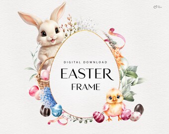 Easter frame, Frame-Border PNG, Digital Greeting card, Easter clipart png, Memory Book, Junk Journals, Scrapbooks, Digital download