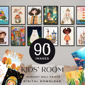 Kids Room Set of Nursery Prints, 90 Wall Art Prints, Colorful Decor, digital download
