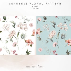 Seamless Floral Pattern, Digital Flower Paper, Pattern PNG, Printable ...