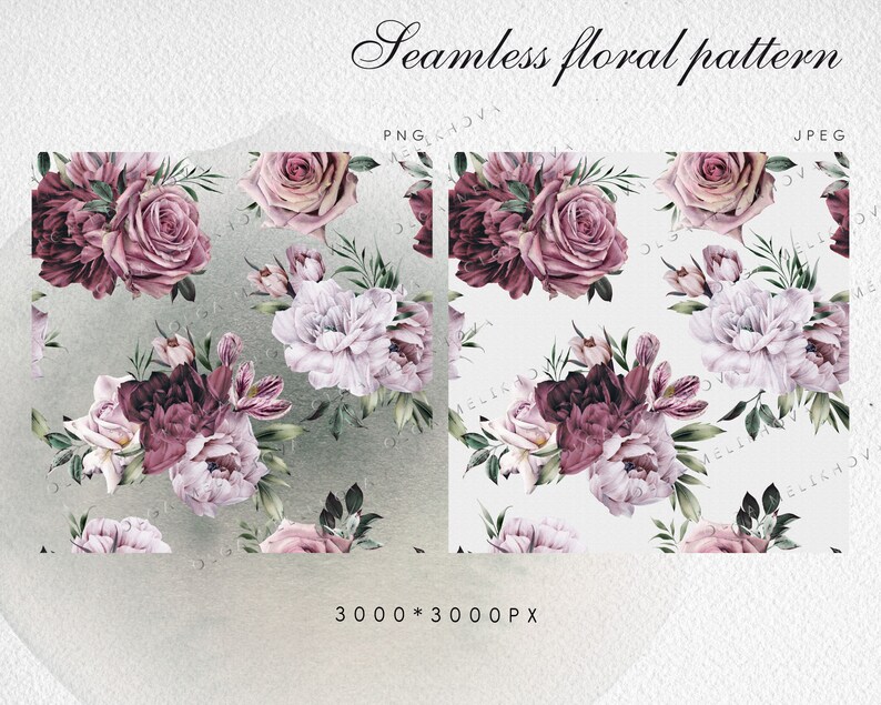 Seamless Floral Patterns Watercolor Flowers Digital Paper | Etsy
