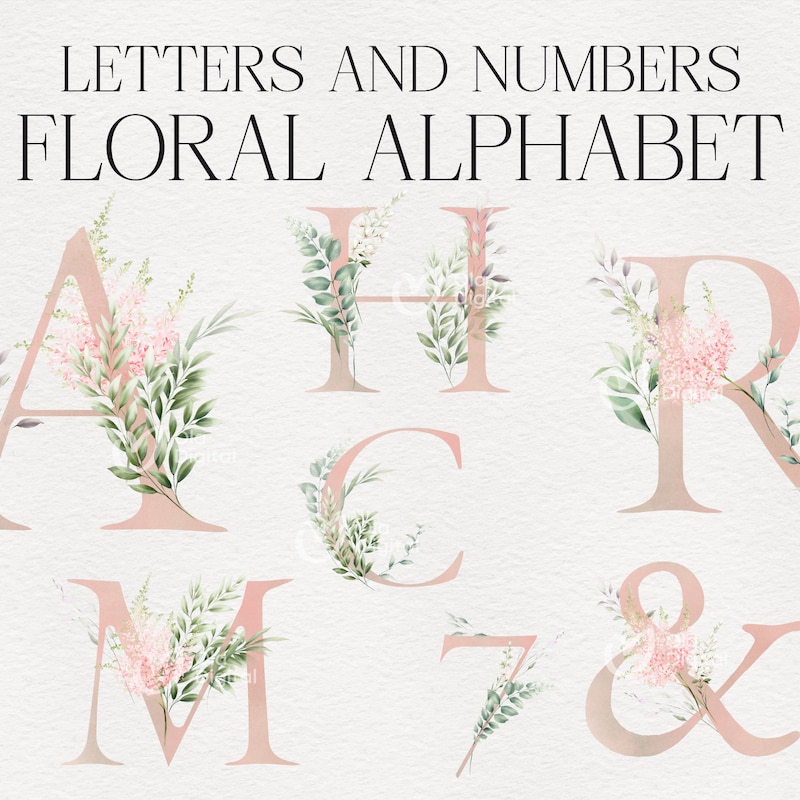 Pink Floral Alphabet Clipart - Etsy