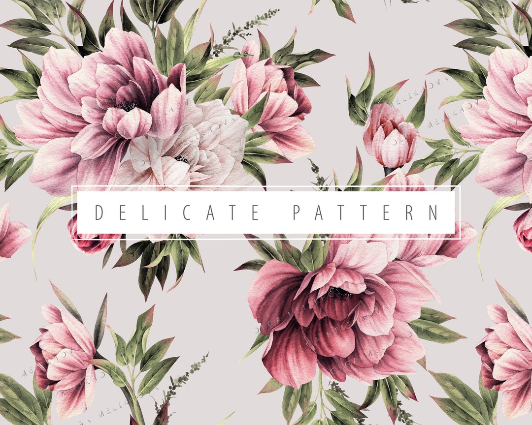 Seamless Peony Pattern PNG | Watercolor Peonies | Digital Download ...