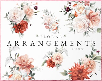 Floral arrangements | Bouquets of flowers cliparts | Digital floral clipart PNG
