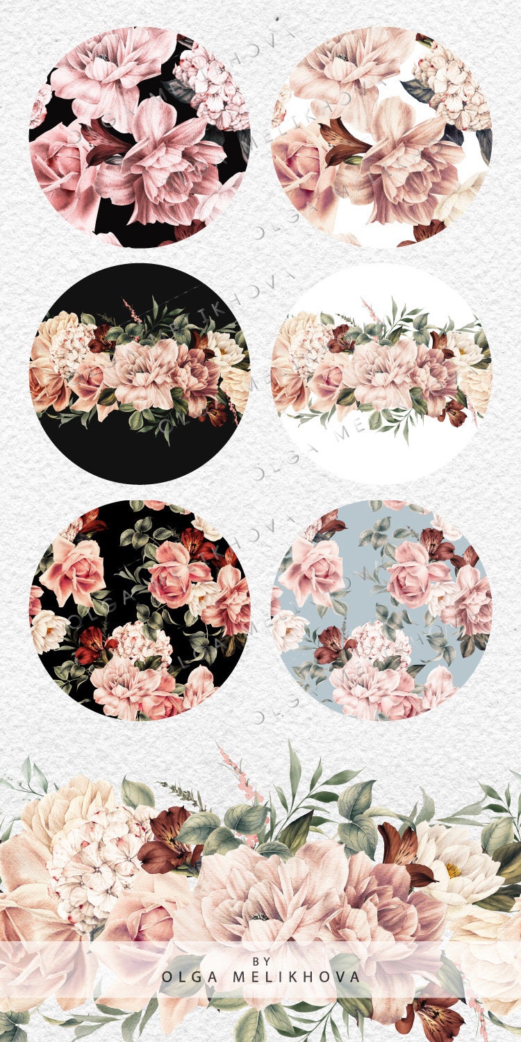 Seamless Floral Patterns | Digital Paper | Watercolor Vintage Flowers ...