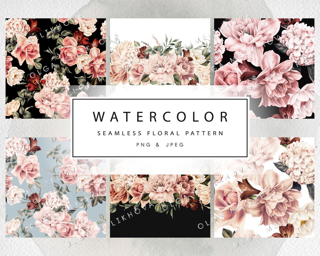 Seamless Floral Patterns | Digital Paper | Watercolor Vintage Flowers ...