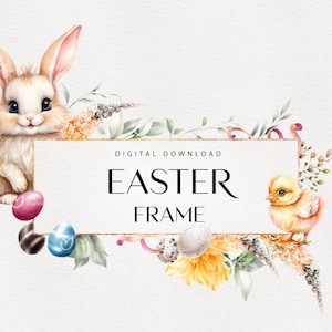 Ostern Rahmen, Rahmen PNG, digitale Grußkarte, Ostern Clipart png, Erinnerungsbuch, Junk Journals, Scrapbooks, Digitaler Download