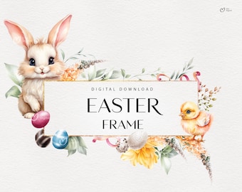 Easter frame, Frame-Border PNG, Digital Greeting card, Easter clipart png, Memory Book, Junk Journals, Scrapbooks, Digital download