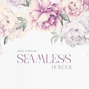 Florale nahtlose Grenze, Blumenrahmen, Hochzeit einladen Karte, Pfingstrosen, Digitale floral Clipart PNG, Digitaler Download