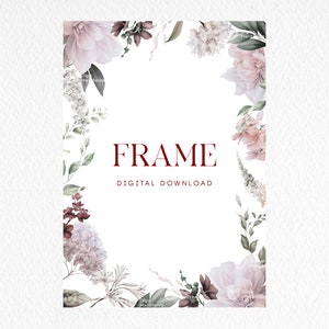 Cornice floreale, Cornice bordo, Biglietto d'auguri, Fiori ad acquerello, Clipart floreale matrimonio png, Download digitale PNG
