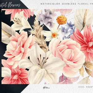 Pastel Floral Pattern, Digital Paper Pack, Printable Paper, Wedding ...