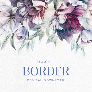 Blumenrand, Pfingstrose Rahmen, Aquarell blaue und violette Blumen, Hochzeit einladen Karte, Digitale Blumen Clipart PNG, Digitaler Download PNG
