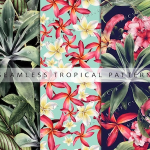 Tropical seamless patterns, digital download patterns, patterns for fabric, digital paper pack, printable paper