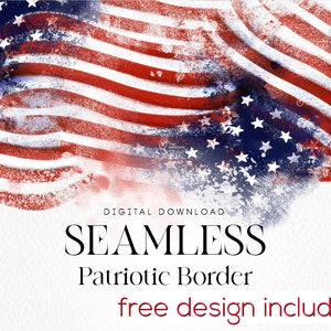 Patriotic Border, Seamless border, American Flag Digital, Border-Frame, Digital download - PNG