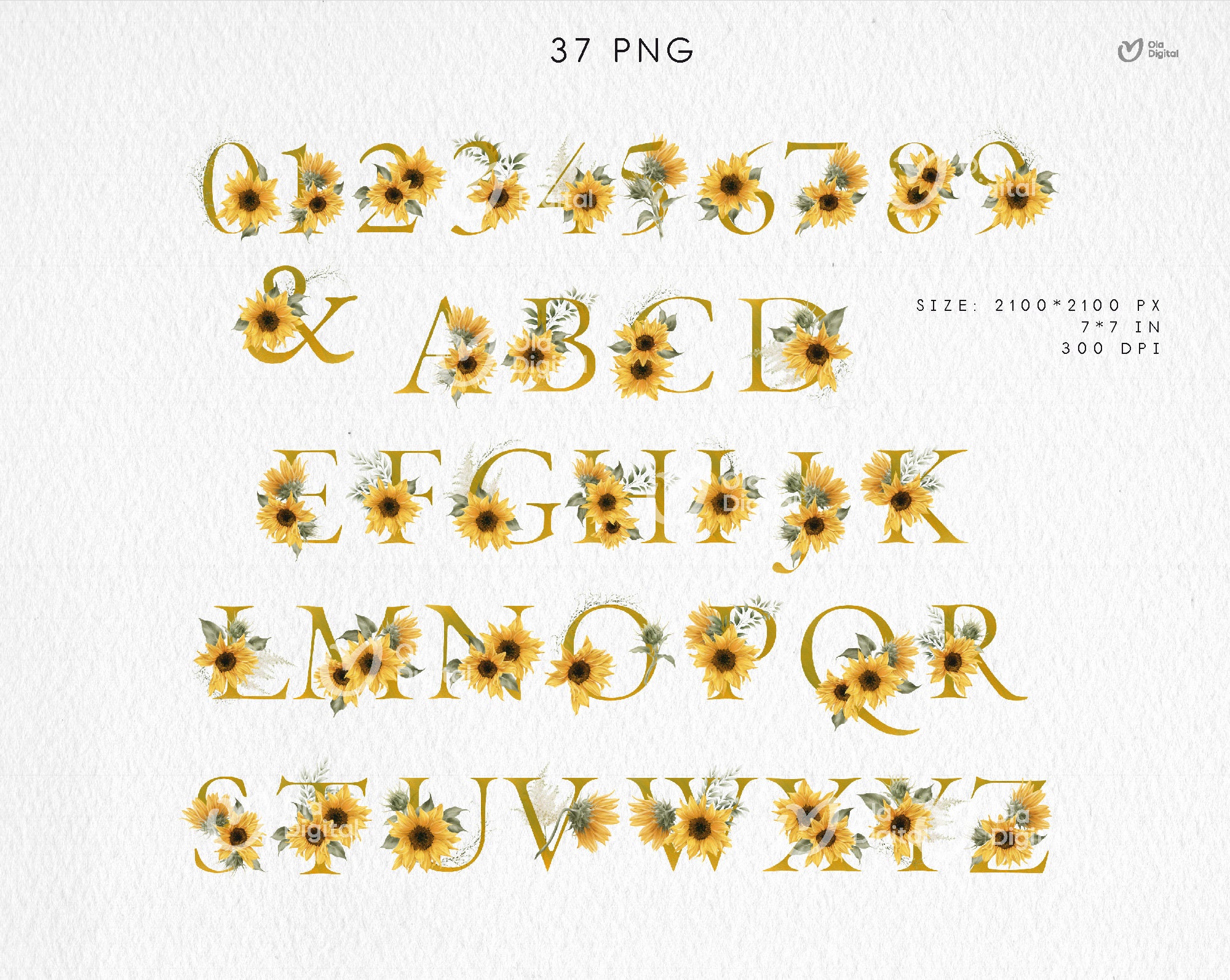 Letters and Numbers, Sunflower Alphabet, Floral Alphabet, Pink Alphabet ...