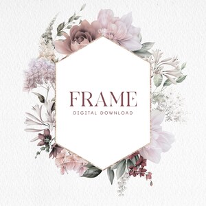 Blumenrahmen, Pfingstrose Rahmen, Grußkarte, Aquarell Blumen, Hochzeit Blumen Clipart png, Digitaler Download PNG