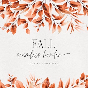 Floral seamless border, Fall Border-frame, Autumn leaves, Greenery, Wedding frame, Digital floral clipart PNG, Digital download