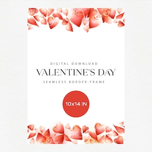 Bordo senza giunte di San Valentino dell'acquerello, Cuori teneri, Cornice di bordo, Carta di invito al matrimonio, PNG clipart digitale