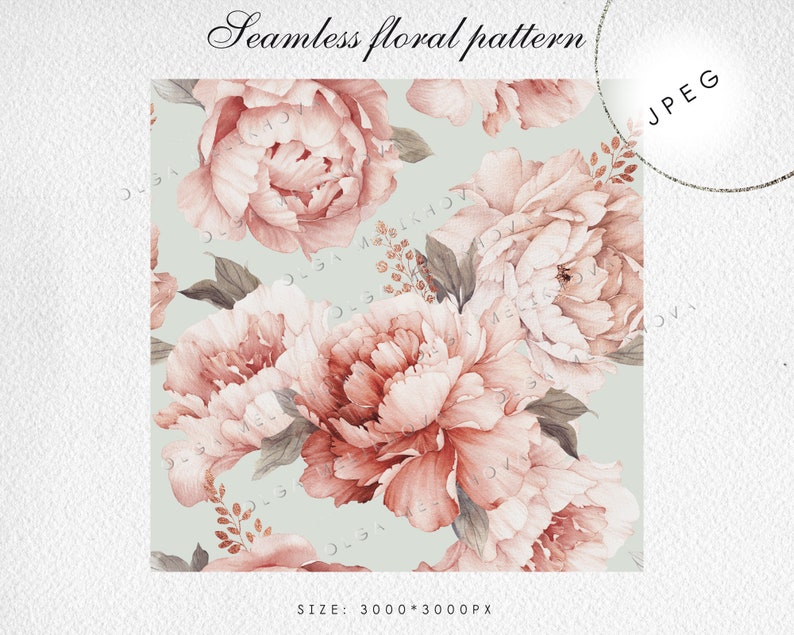 Seamless Floral Pattern | Digital Paper | Watercolor Clipart | PNG - Etsy
