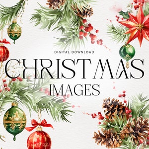 Clipart Noël, clipart arrangements de Noël, carte de nouvel an, téléchargement numérique, clipart PNG, téléchargement immédiat