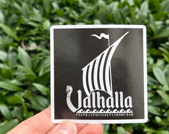 Valhalla Viking Ship Sticker, Water-Resistant Vinyl