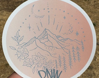 PNW Sticker | Pacific Northwest Mountain Vinyl Decal