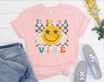 Seven Is A Vibe Birthday Tee | Retro 7th Birthday Shirt (Digital Download)