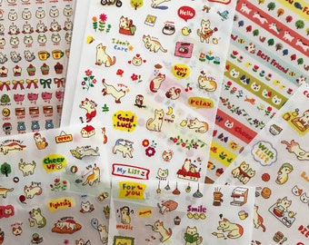 6 sheets per Pack! Transparent cat stickers for scrapbooking or deco for journaling / diary - korean design