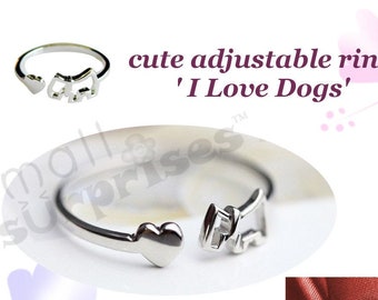 Dog-themed Item kawaii cute adjustable ring / i love dogs / fancy jewelry lovable dog design - small surprises