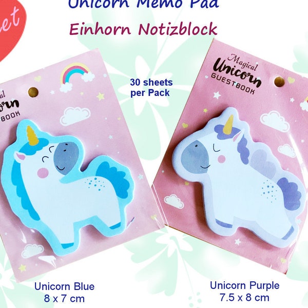 Kawaii cute Unicorn memo pad / DIY Scrapbooking deco kawaii stationery writing pad / magical Unicorn rainbow