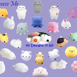 New Designs!  Squeeeze Me Squishy Silicon Stress Reliever - cute kawaii anti-stress fidget toy squeeze stretch toy - cat dog unicorn