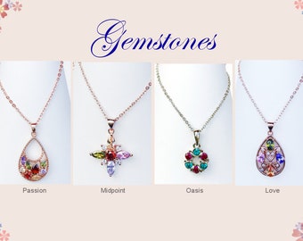 Necklace with colorful gemstone Pendant  / cute necklace / girls jewelry accessoires / small surprises